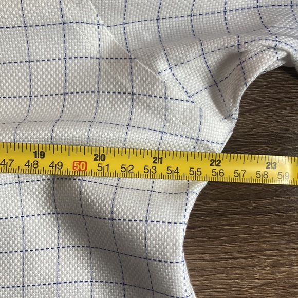 EUC Mens Cremieux Slim Fit White & Blue Prima Cotton Button Down Size 16/34 - Picture 4 of 8